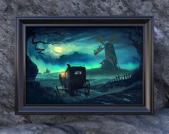 Halloween Vintage Disney Sleepy Hollow - Halloween Print - Spooky Art - Disney Art - Spooky print - Creepy Halloween art