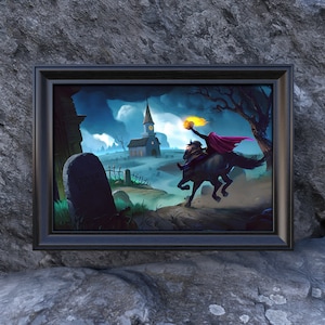 Halloween Vintage Disney-inspired Sleepy Hollow - spooky print - Halloween print - Spooky Poster - Headless Horseman