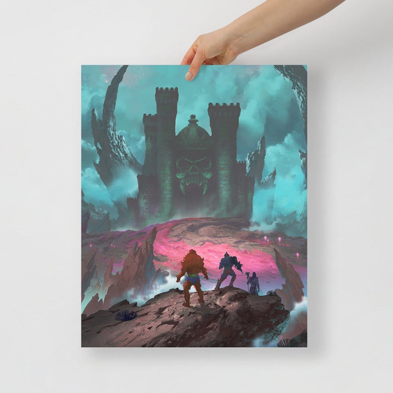 He-Man Print Castle Grayskull Poster dessins animés des années 80 impression dart cadeau des années 80 Masters of the Universe Affiche murale 12×18 pouces