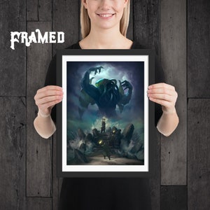 Framed Cthulhu Art - Lovecraft - Cthulhu Poster - Cthulhu Art Print - Lovecraft art - Horror Art