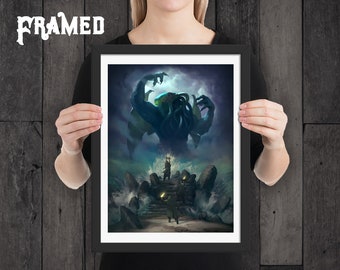 Framed Cthulhu Art - Lovecraft - Cthulhu Poster - Cthulhu Art Print - Lovecraft art - Horror Art