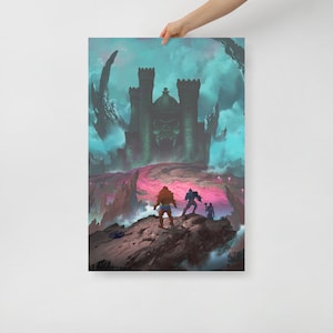 He-Man Print Castle Grayskull Poster dessins animés des années 80 impression dart cadeau des années 80 Masters of the Universe Affiche murale 24×36 pouces