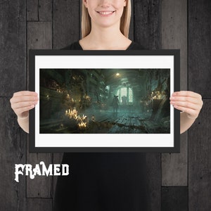 FRAMED! Pirate painting - pirate art - pirate ship - pirate skull - pirate poster - Pirate gift
