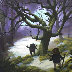 Viento en los sauces - Impresión navideña - Pintura de invierno - Pintura de nieve - Ilustración navideña - Ilustración de invierno - Póster infantil