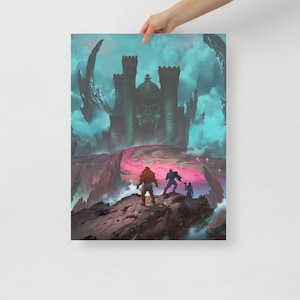 He-Man Print Castle Grayskull Poster dessins animés des années 80 impression dart cadeau des années 80 Masters of the Universe Affiche murale 16×20 pouces