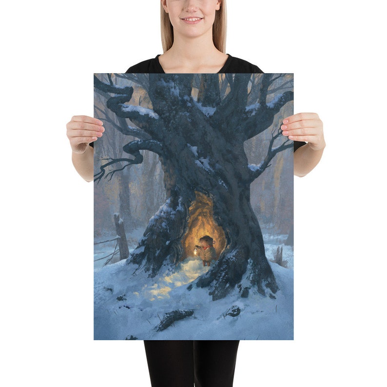 Wind in den Weiden Weihnachtsdruck Winter-Malerei Schnee-Malerei Weihnachts-Illustration Winter-Illustration 18×24 Zoll