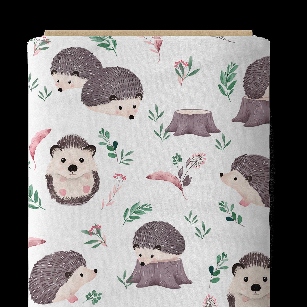 Woodland cotton baby bedding set digital print hedgehog pink Etsy