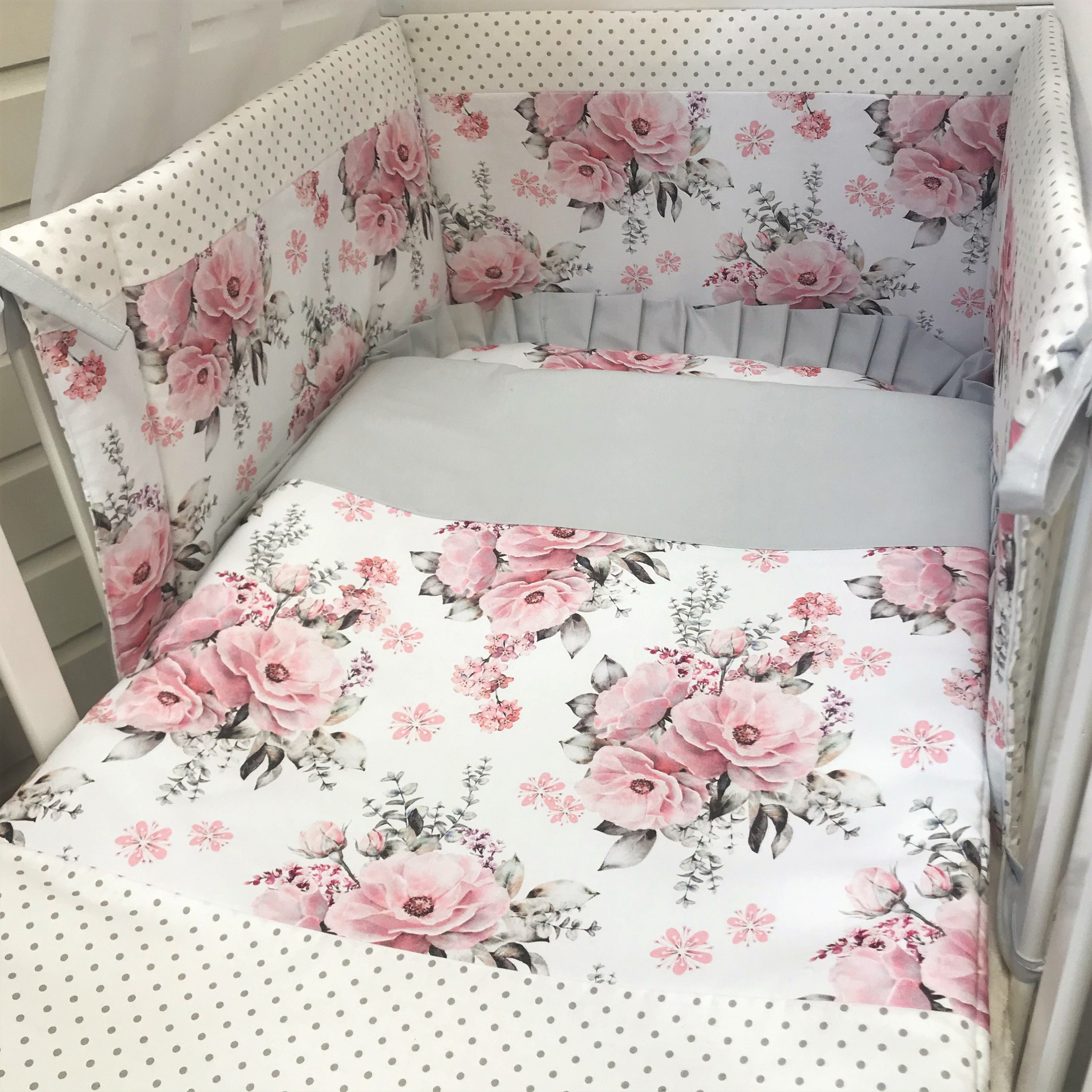 New floral pink roses digital baby girl bedding set choose Etsy