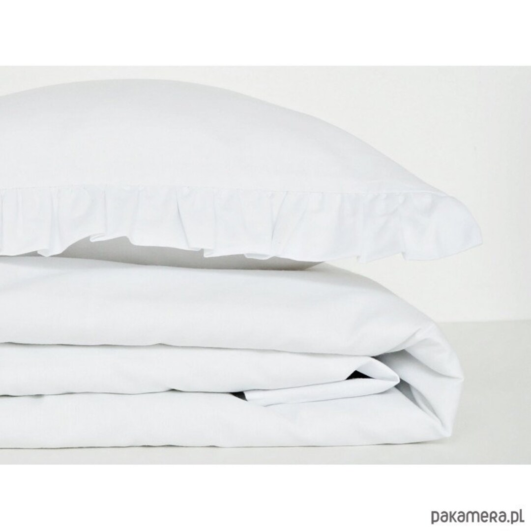 New Plain White Cot or Cot Bed Bedding Set Frilly Pillow Case Etsy UK