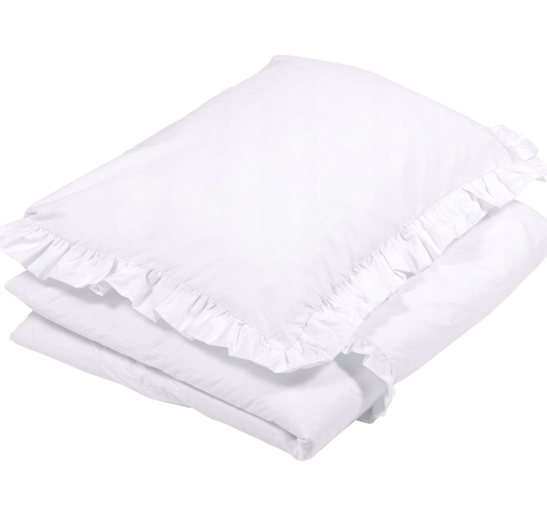 New Plain White Cot or Cot Bed Bedding Set Frilly Pillow Case Etsy UK