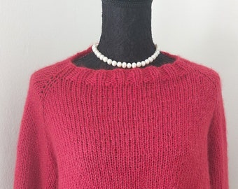 Pullover handgestrickt Alpaka Rot, Oversize Sweater,Damen Pullover, Sweater cozy, kuschelig, weich