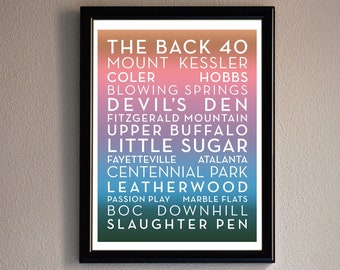 Northwest Arkansas Mountain Bike Trail Names Poster - Color