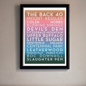 Northwest Arkansas Mountain Bike Trail Names Poster - Color