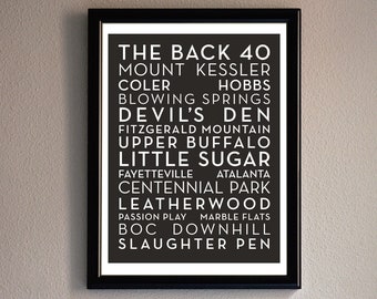 Northwest Arkansas Mountain Bike Trail Names Poster