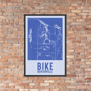 Poster Bike Bentonville - mapa da cidade com trilhas de mountain bike
