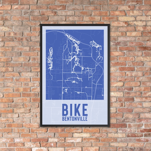 Bike Bentonville Trail Map Art Etsy