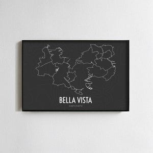 Affiche de carte du système de sentiers Bella Vista - Pistes de vélo de montagne Bella Vista du nord-ouest de l'Arkansas - 40 dos, Blowing Springs, Little Sugar