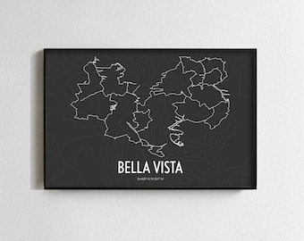 Bella Vista Trail-systeemkaartposter - Bella Vista mountainbikeroutes Northwest Arkansas - achterkant 40, Blowing Springs, Little Sugar