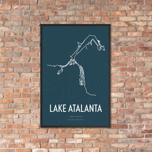 Lake Atalanta - Mountainbike Weg System Karte Poster - Rogers Mountain Biking, Northwest Arkansas, Wandkunst