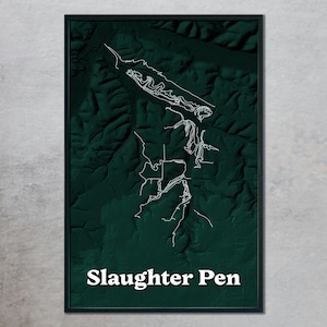 Slaughter Pen - Mountainbike Weg Gelände Karte Poster - Bentonville Mountainbiken, Northwest Arkansas Wandkunst Bella Aussicht