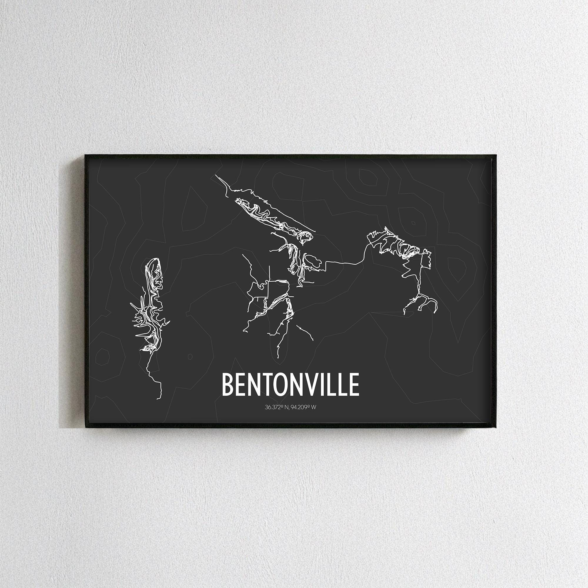 Bentonville Trail System Map Poster - Bentonville Mountain Biking Trails Northwest Arkansas ...
