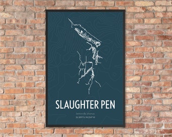 Slaughter Pen - Mountain Bike Trail System Map Poster - Bentonville Mountain Biking, Northwest Arkansas, Wall Art