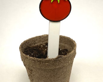 Garden marker yard ornament stake red tomato style.