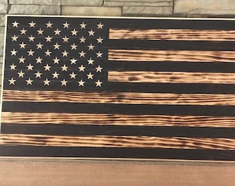 Large, 26” x 48” Burned Wood, Rustic American Flag, American Flag, Wood, Wooden Flag, Wood Flag