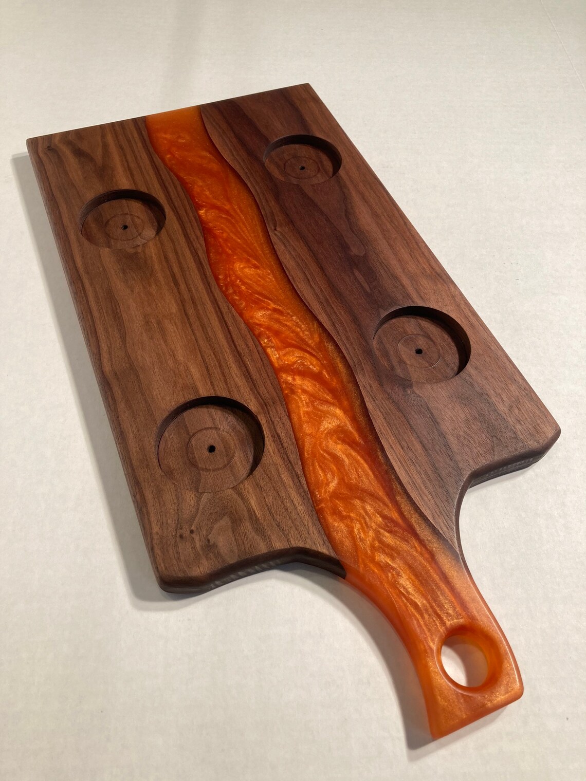 Walnut and Epoxy Beer Flight Boardsserving Tray Resin Etsy