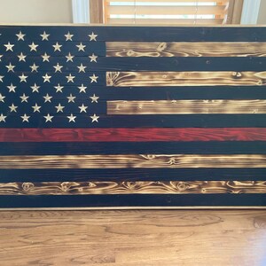 Charred Wooden Rustic American Flag Wall Decor 48" x 26" 
