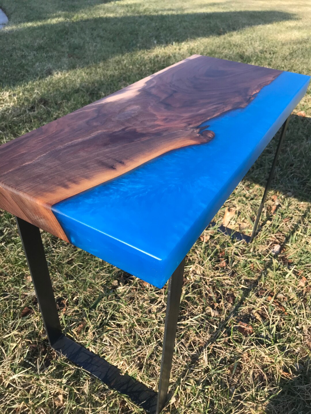 Walnut and Epoxy End Table Side Table Coffee Table River Etsy