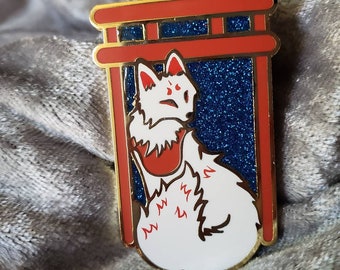 Pin de esmalte del zorro del templo de Inari