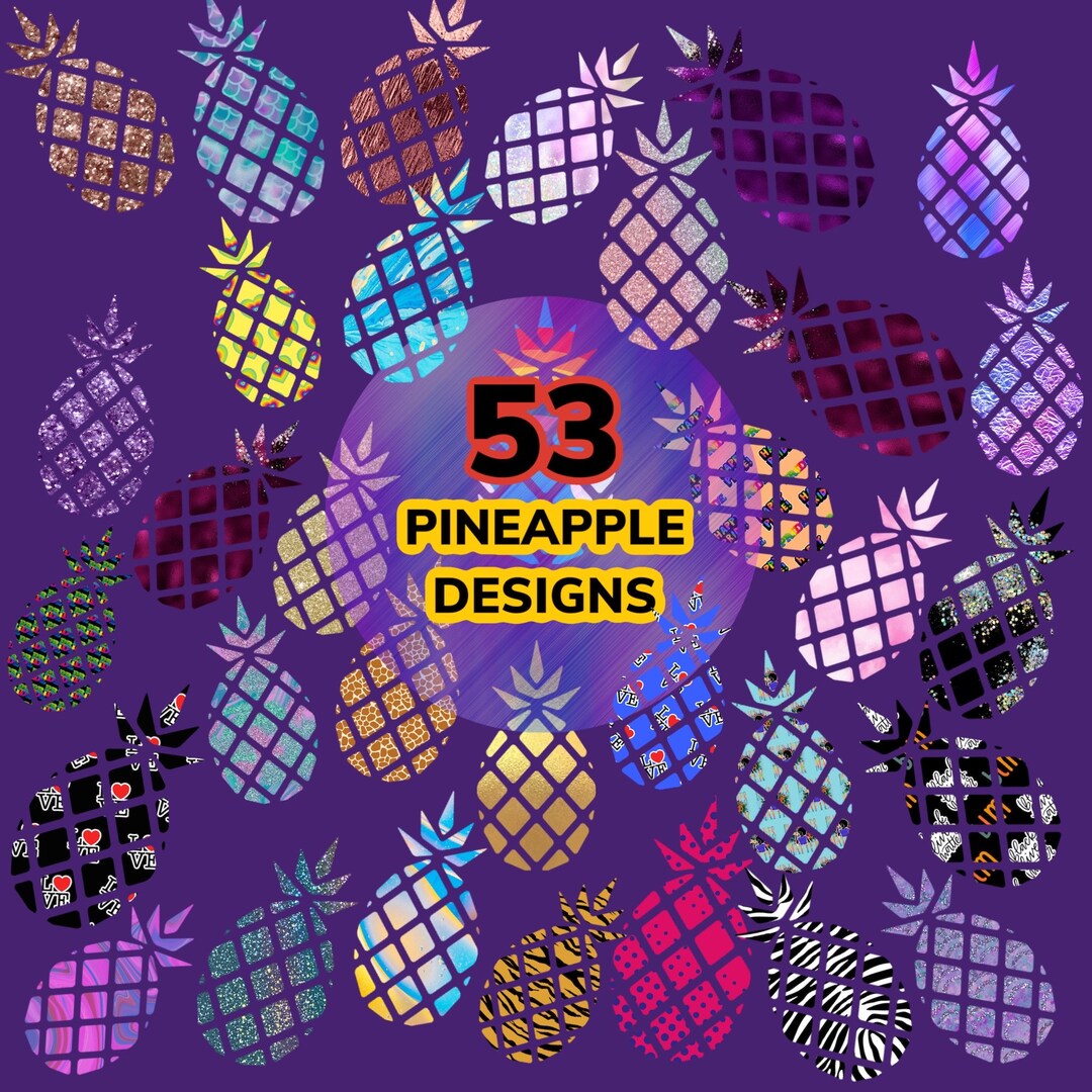 Pineapple Designs for Sublimation Tshirts Bags Mugs Etsy