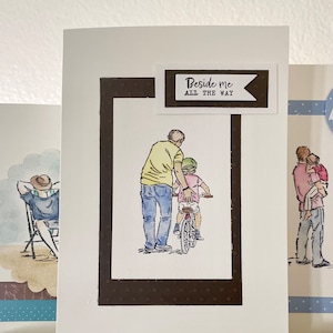 Handmade Father’s Day Greeting Card, Unique design and  Watercolor painted. Card for Dad. Gift for Dad