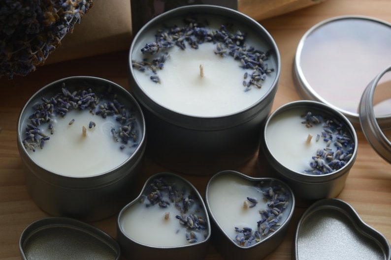 Birthday gift 100/% soy wax Set of 5 candles Vegan candle Tin Candle. Set of lavender candles Natural candles