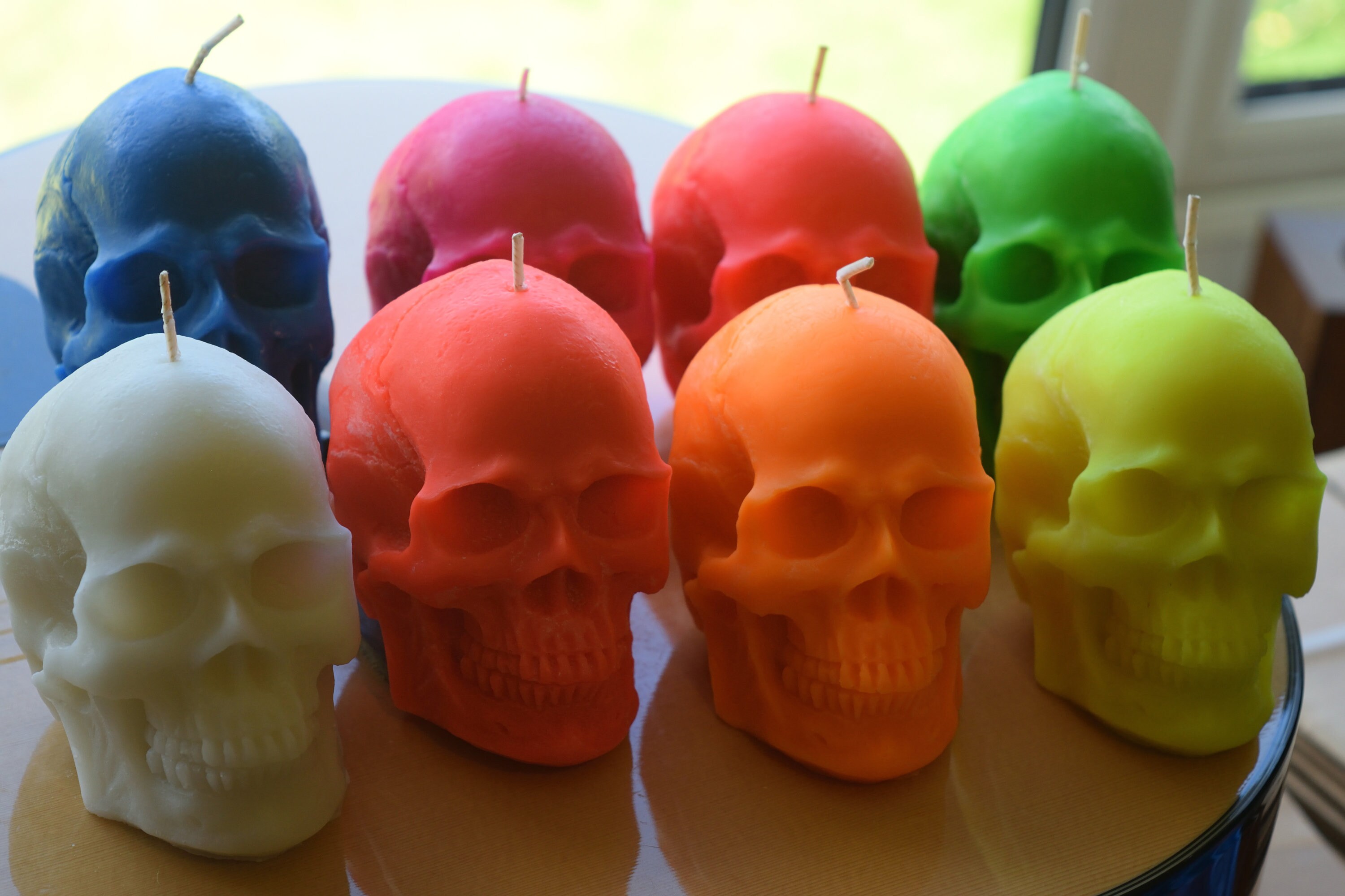 Skull candle Fluorescent Skull. 100 vegetable wax. Etsy