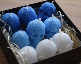 Mini skull candles. - 100% vegetable wax. Halloween candles.