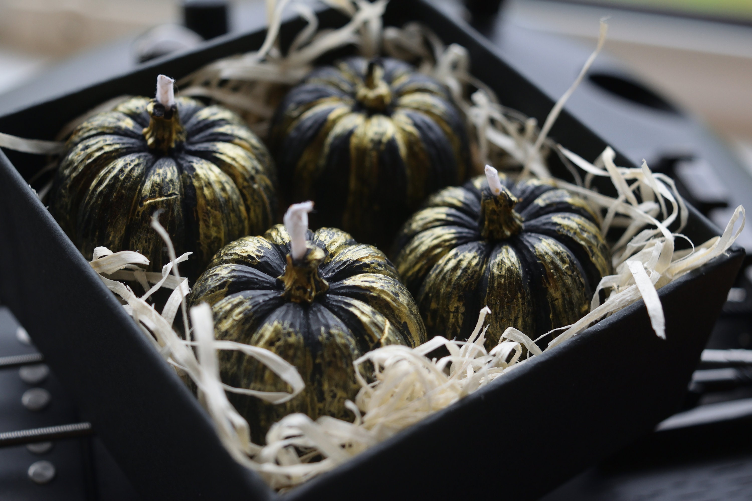 Mini pumpkin candle. Set of 4 candles Hand-painted candles. | Etsy