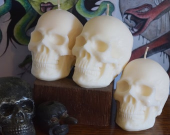 Skull candle. Big candle skull white. Unscented candle.