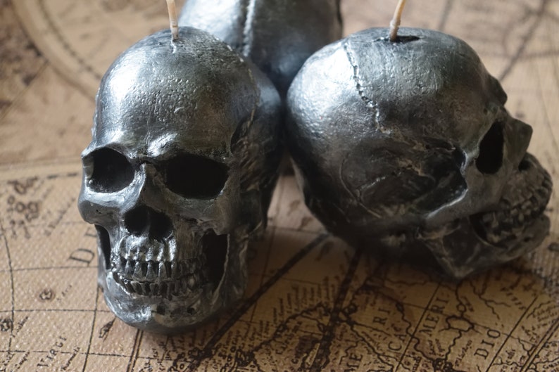 TotenkopfKerze. Große schwarze und silberne Kerze 100% | Etsy