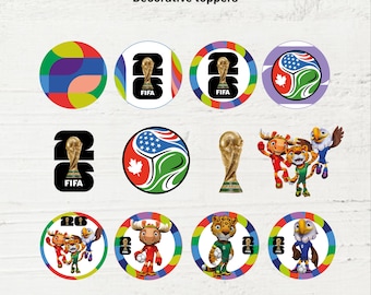 FIFA WM 2026: Druckbare Tortenaufleger – Fußballtorten- und Cupcake-Dekorationen – DIGITALER DOWNLOAD (PNG und PDF)