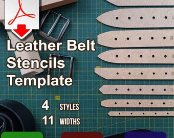 Leather Belt Template (PDF, PNG and Laser Cut File) – Leather craft tools, Belt marking template stencils, Belt Ends with Holes for Buckles