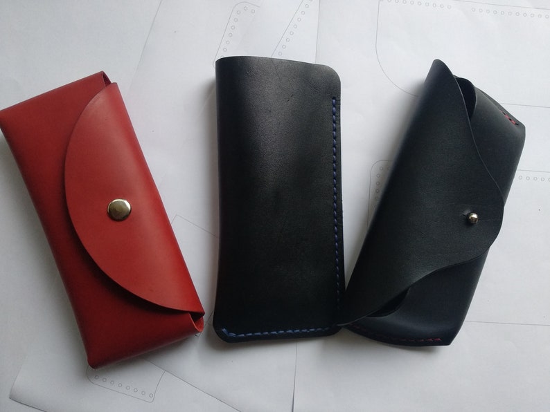 THREE Minimal Leather Sunglasses Case Pattern DIY Pdf Etsy