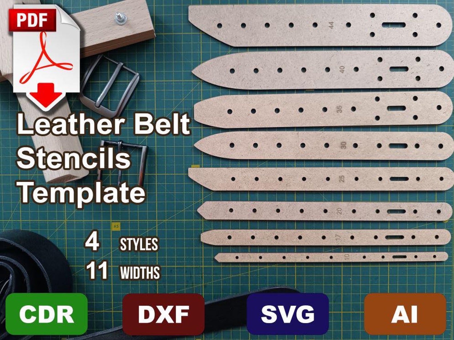 Leather Belt Template PDF PNG And Laser Cut File Leather Craft Leather Belt Template PDF PNG And Laser Cut File Leather Craft