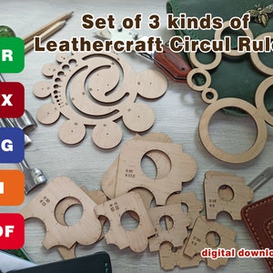 Set of 3 kinds of Leathercraft Circul Rulers – dxf, svg, cdr, ai, pdf Download – Laser cut files