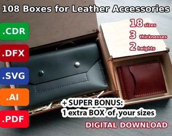 18 Boxes for Leather Accessories + BONUS – Laser Cut File Svg, CDR, DFX