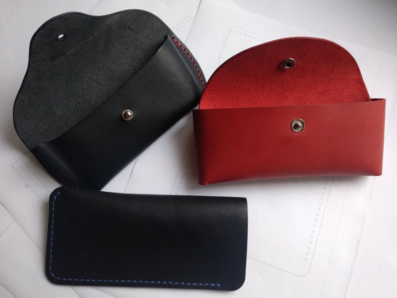 THREE Minimal Leather Sunglasses Case Pattern DIY Pdf Etsy