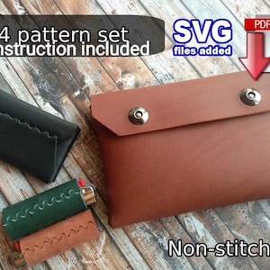 4 Non-stitched Leather Patterns - DIY - Pdf Download (SVG files added)