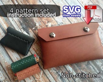 4 Non-stitched Leather Patterns - DIY - Pdf Download (SVG files added)