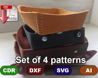 4 leather trays - Pattern - DIY - Pdf Download - svg - cdr - ai - dxf